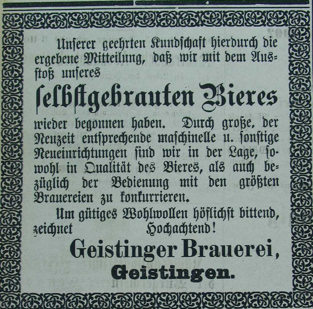 Anzeige Geistinger